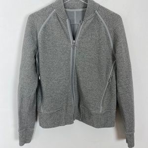 Lululemon grey full zip ribbed athletic top dot 8